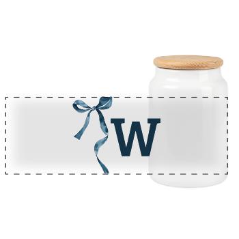 Monogramm mit Geschenkidee - Panorama Keksdose mit Holzdeckel - Weiß - Vorne