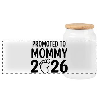 Promoted To Mommy 2026 - Panorama Keksdose mit Holzdeckel - Weiß - Vorne