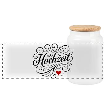 Coeur de mariage - Boîte à biscuits avec couvercle en bois - blanc - Devant