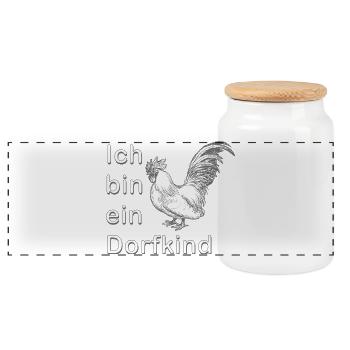 I'm a village kid - Panoramic Cookie Jar with Wooden Lid - white - Front