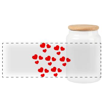 HEART. COUPLE. VALENTINE'S DAY. JUST MARRIED. Bachelorette party. - Panoramic Cookie Jar with Wooden Lid - white - Front