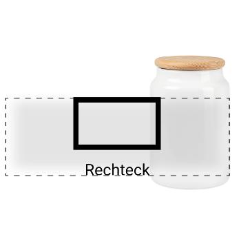 LiGu - Design - Rectangle - with font - Panoramic Cookie Jar with Wooden Lid - white - Front