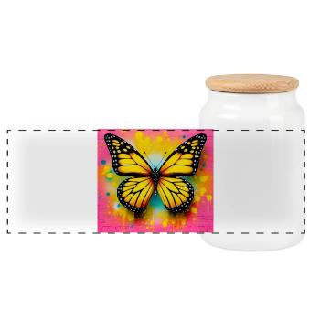 Schmetterling - Panorama Keksdose mit Holzdeckel - Weiß - Vorne
