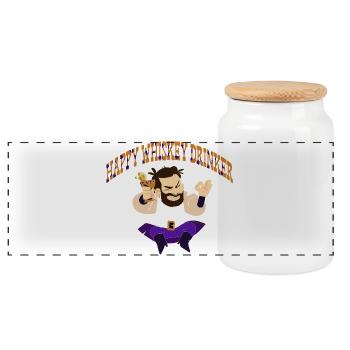 Whiskey Saying Whiskey Drinker Whiskey Lovers - Panoramic Cookie Jar with Wooden Lid - white - Front