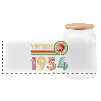 Retro 1954 Palm Sunset Edition - Panoramic Cookie Jar with Wooden Lid - white - Front