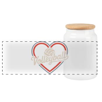 Volleyball Heart Volleyball Players - Panoramic Cookie Jar with Wooden Lid - white - Front