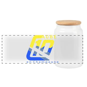 Logo 10 Aube - Boîte à biscuits avec couvercle en bois - blanc - Devant