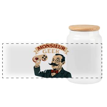 Mr. Geek Retro Game - Panoramic Cookie Jar with Wooden Lid - white - Front