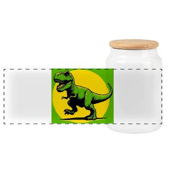 dinosaure - Boîte à biscuits avec couvercle en bois - blanc - Devant