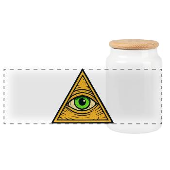 Triangle de l’œil qui voit tout - Boîte à biscuits avec couvercle en bois - blanc - Devant