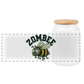 Zombi - Boîte à biscuits avec couvercle en bois - blanc - Devant