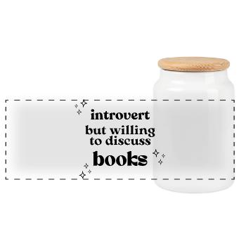 Funny Book Lover Quote - Panoramic Cookie Jar with Wooden Lid - white - Front