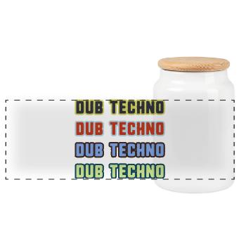 Dub Techno Kaleidoscope - Panoramic Cookie Jar with Wooden Lid - white - Front