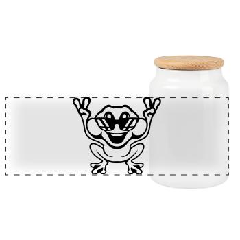 Frosch Kröte cool Sonnenbrille Victory Peace Hände - Panorama Keksdose mit Holzdeckel - Weiß - Vorne