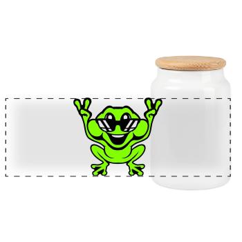 Frosch Kröte cool Sonnenbrille Victory Peace Hände - Panorama Keksdose mit Holzdeckel - Weiß - Vorne