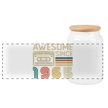 1965 Vintage Rétro Cadeau D'anniversaire - Boîte à biscuits avec couvercle en bois - blanc - Devant