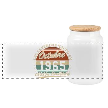 Octobre 1965 Vintage Rétro Cadeau d’Anniversaire - Boîte à biscuits avec couvercle en bois - blanc - Devant