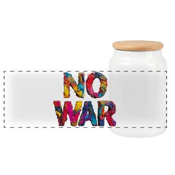 Pas de guerre Déclaration colorée - Boîte à biscuits avec couvercle en bois - blanc - Devant