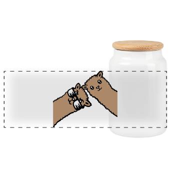 Deux Llamas Marron Alpaga Lunettes de Soleil Curious - Boîte à biscuits avec couvercle en bois - blanc - Devant