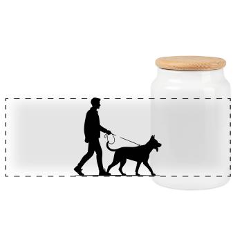 Dog - Panoramic Cookie Jar with Wooden Lid - white - Front
