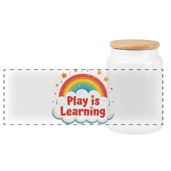 Spielen ist Lernen Vorschule Vorschule Kindergarte - Panorama Keksdose mit Holzdeckel - Weiß - Vorne