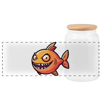 Piranha Poisson Halloween Zombie - Boîte à biscuits avec couvercle en bois - blanc - Devant