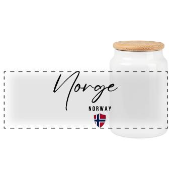 Elegant design Norway, I love Norway - Panoramic Cookie Jar with Wooden Lid - white - Front