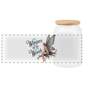 Waldfee – Whispers of the Woods - Panorama Keksdose mit Holzdeckel - Weiß - Vorne