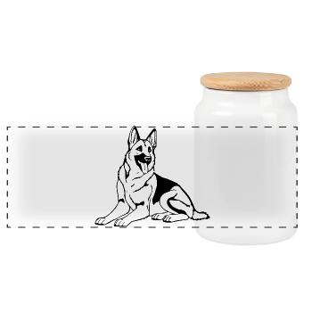 German Shepherd Dog Shirt Gift - Panoramic Cookie Jar with Wooden Lid - white - Front