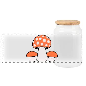 3 Pilze Drei Gruppe Gepunktet Familie Fungi Natur - Panorama Keksdose mit Holzdeckel - Weiß - Vorne