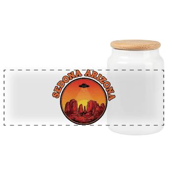 Sedona, Arizona, OVNI, Coucher de soleil - Boîte à biscuits avec couvercle en bois - blanc - Devant