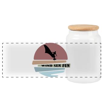 Wingfoil sunset Silhouette - Panorama Keksdose mit Holzdeckel - Weiß - Vorne