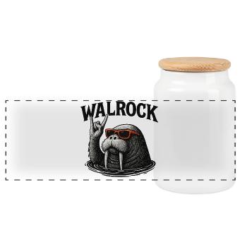 Walrock – Le morse à bascule avec des lunettes de soleil - Boîte à biscuits avec couvercle en bois - blanc - Devant