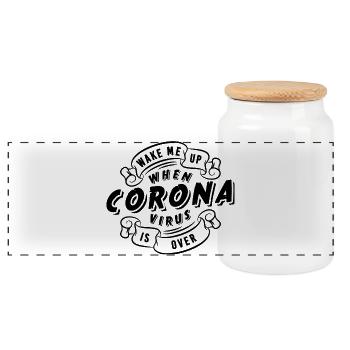 Wake me up.... - Panoramic Cookie Jar with Wooden Lid - white - Front