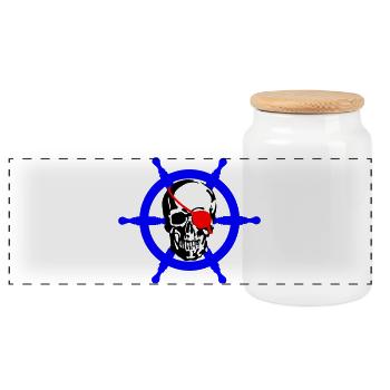 Pirate - Boîte à biscuits avec couvercle en bois - blanc - Devant