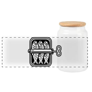 Sardines can - Panoramic Cookie Jar with Wooden Lid - white - Front