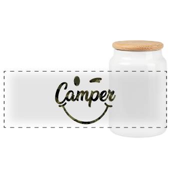 Camper Smile camouflage - Panoramic Cookie Jar with Wooden Lid - white - Front