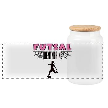 Futsal Rentnerin Futsalerin Rente Ruhestand - Panorama Keksdose mit Holzdeckel - Weiß - Vorne