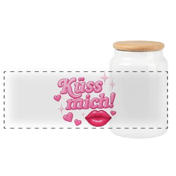 Embrasse-moi! / Conception Y2K - Boîte à biscuits avec couvercle en bois - blanc - Devant