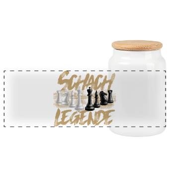 Schach Legende - Panorama Keksdose mit Holzdeckel - Weiß - Vorne