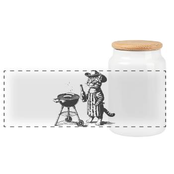 Barbecue pour chat Hero - Boîte à biscuits avec couvercle en bois - blanc - Devant
