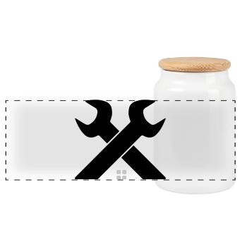Logo de la maison et de l’artisanat – Clé croisée - Boîte à biscuits avec couvercle en bois - blanc - Devant