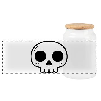 Cute Kawaii Skull | Cute & Creepy - Panoramic Cookie Jar with Wooden Lid - white - Front