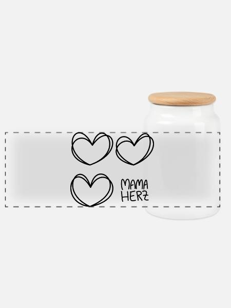 Mom Heart - Panoramic Cookie Jar with Wooden Lid - white