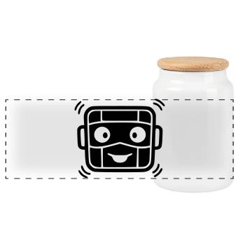 Urbaner Roboter | Graffiti & Street Art - Panorama Keksdose mit Holzdeckel - Weiß - Vorne