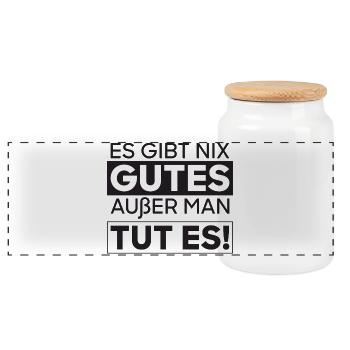 Keine Ausrede – Tu Es - Panorama Keksdose mit Holzdeckel - Weiß - Vorne