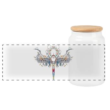 Magisches Ankh Symbol mit Flügeln und Ornamenten - Panorama Keksdose mit Holzdeckel - Weiß - Vorne