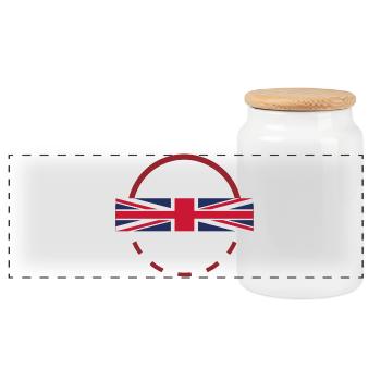 Union Jack Arc Emblem - Panoramic Cookie Jar with Wooden Lid - white - Front