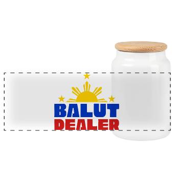 Balut Phillippinen - Panorama Keksdose mit Holzdeckel - Weiß - Vorne