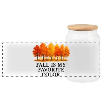 Autumn is my favorite color Autumn love - Panoramic Cookie Jar with Wooden Lid - white - Front